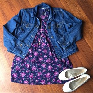 🐞 Forever 21 Navy/Purple Floral Chiffon Dress